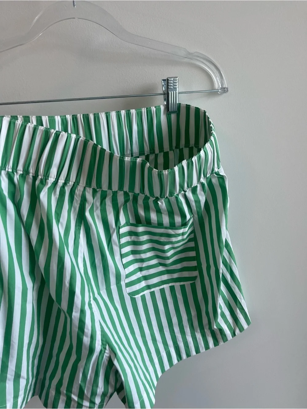 AYR Staycation Green and White Striped High-Waist Women’s Shorts
